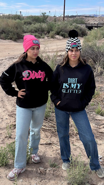 Dirty Girl Patched Hoodie – Black & Hot Pink 💕